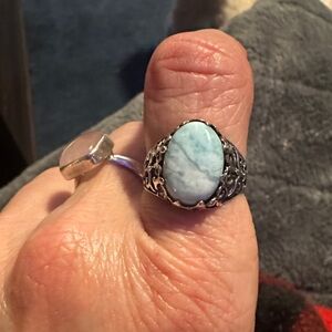 Beautiful Larimar and sterling silver ring